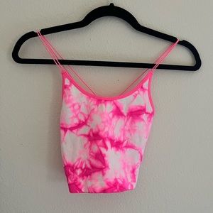 Super cute pink and white crossover crop!